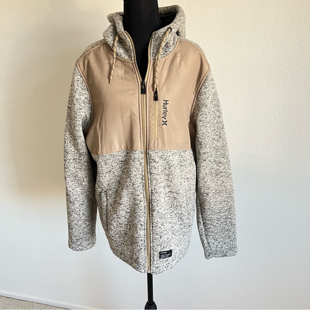 Hurley Men’s Small Thick Sherpa lined Black and Tan Hooded Cozy Winter jacket